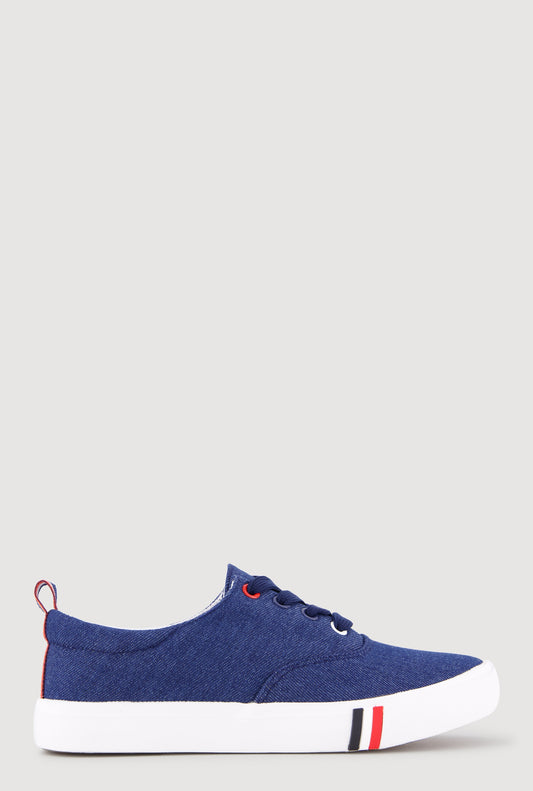 Stripe Detail Canvas Low Top Sneakers