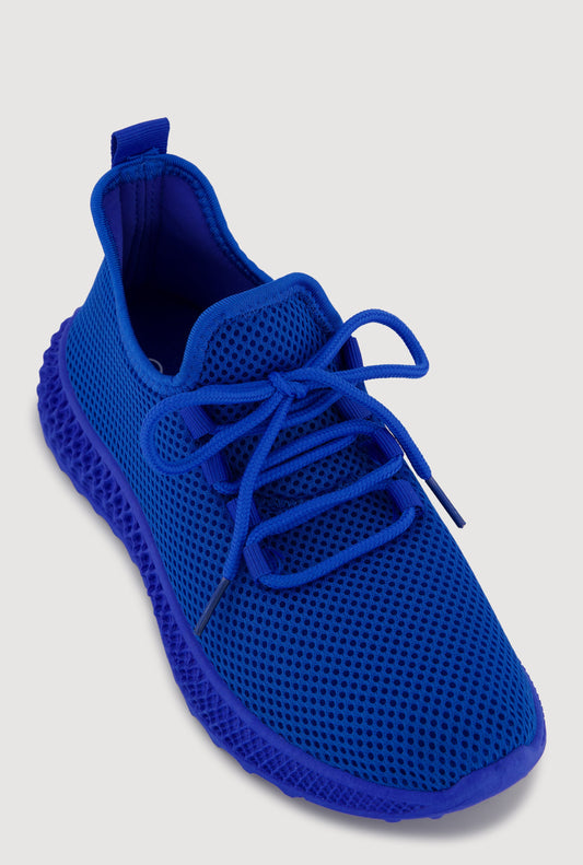 Textured Knit Lace Up Low Top Sneakers