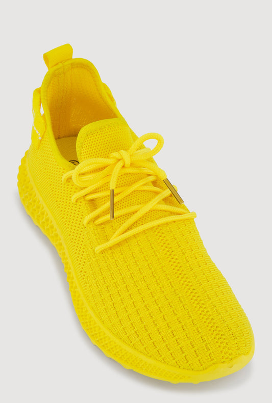 Textured Knit Low Top Lace Up Sneakers