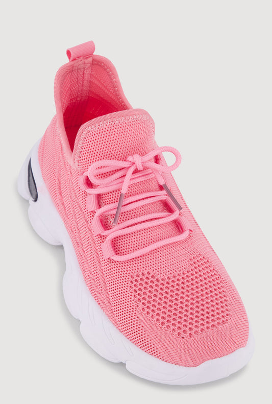 Textured Knit Lace Up Athletic Sneakers