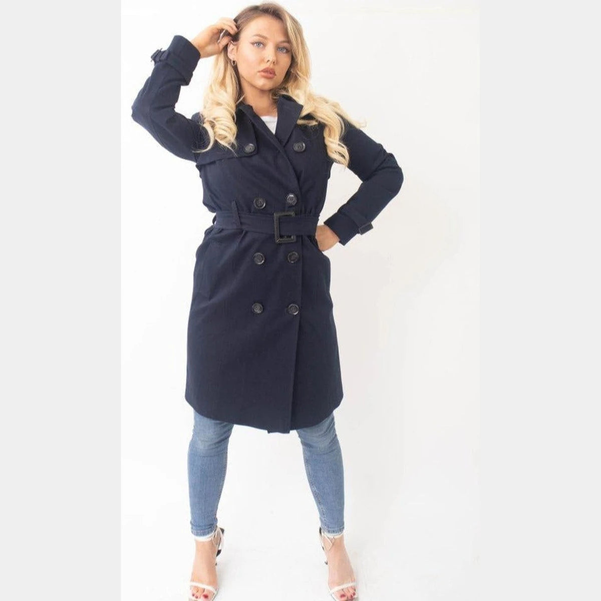 Women's Long Double-Breasted Trench Coat